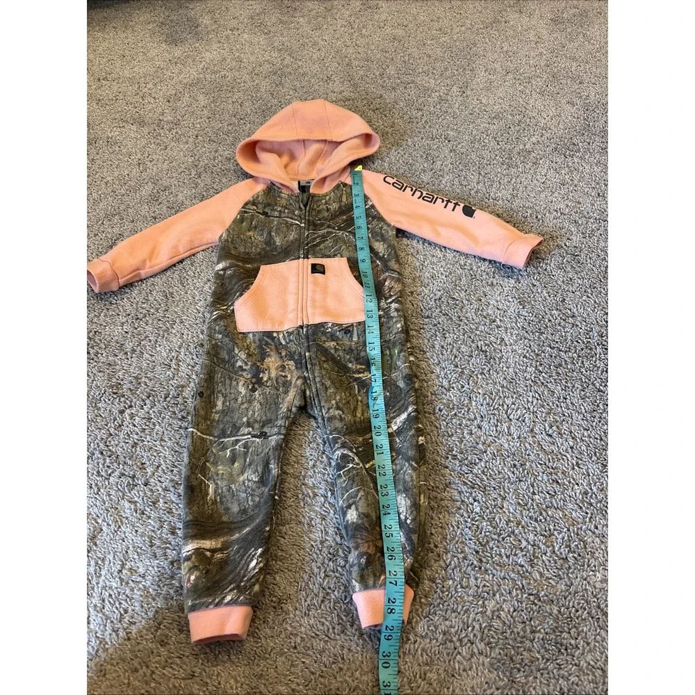 Carhartt Infant Toddler 18M Camo Pink One Piece Suit Overall Hood Bottomland